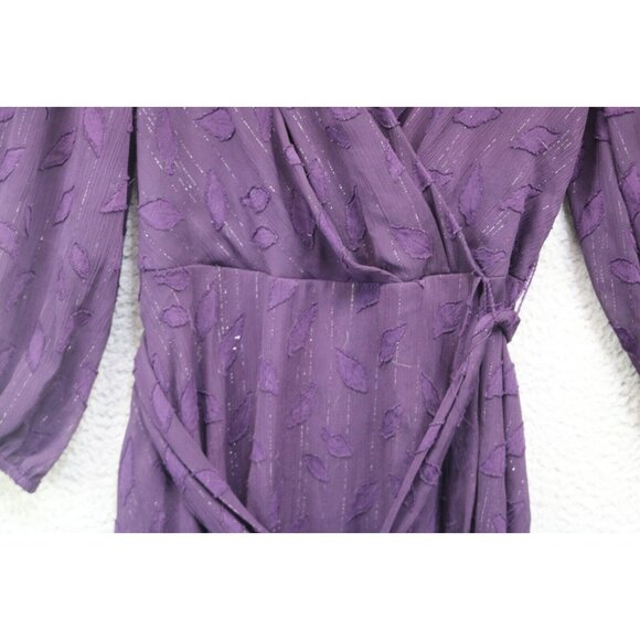 DKNY Purple 3/4 Balloon Sleeve Asymmetrical Midi Dress-Size 8-Fairy-Whimsigoth - Picture 5 of 13